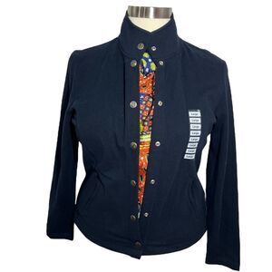 NWOT Charter Club Navy Button Front, Side Pocket lightweight jacket  - L‎